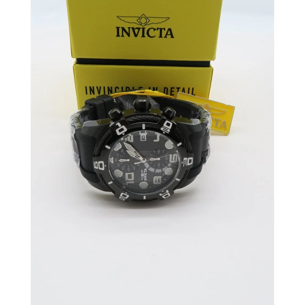 Invicta Bolt Tensile Mens Watch 50mm Black Chronograph Silicone Strap 234823